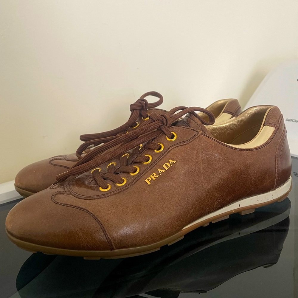 Prada leather sneakers, brown 3E4897